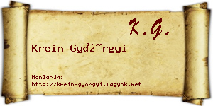 Krein Györgyi névjegykártya