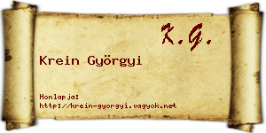 Krein Györgyi névjegykártya